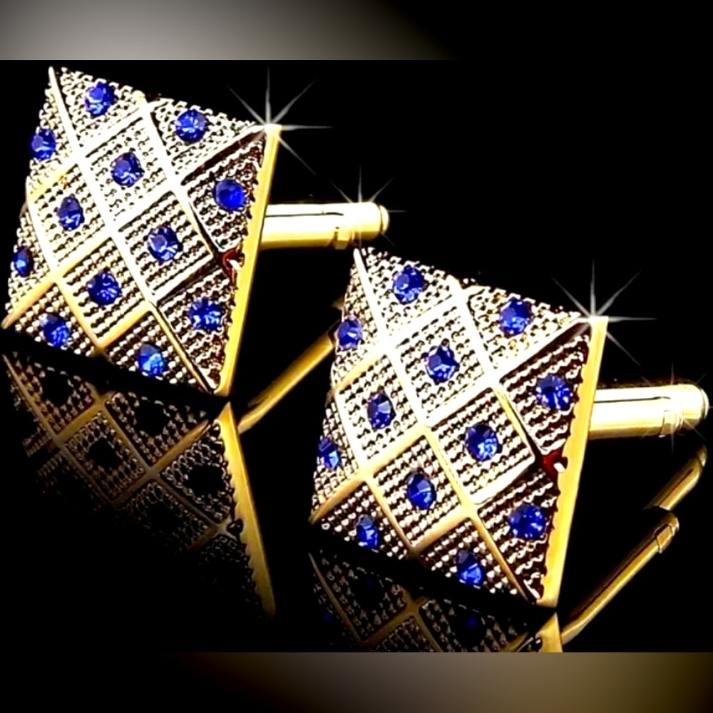 Blue and gold cufflinks